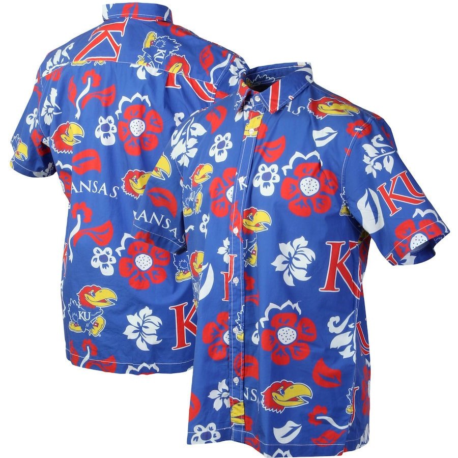 Kansas Jayhawks Royal Floral Hawaii Shirt Ha32763