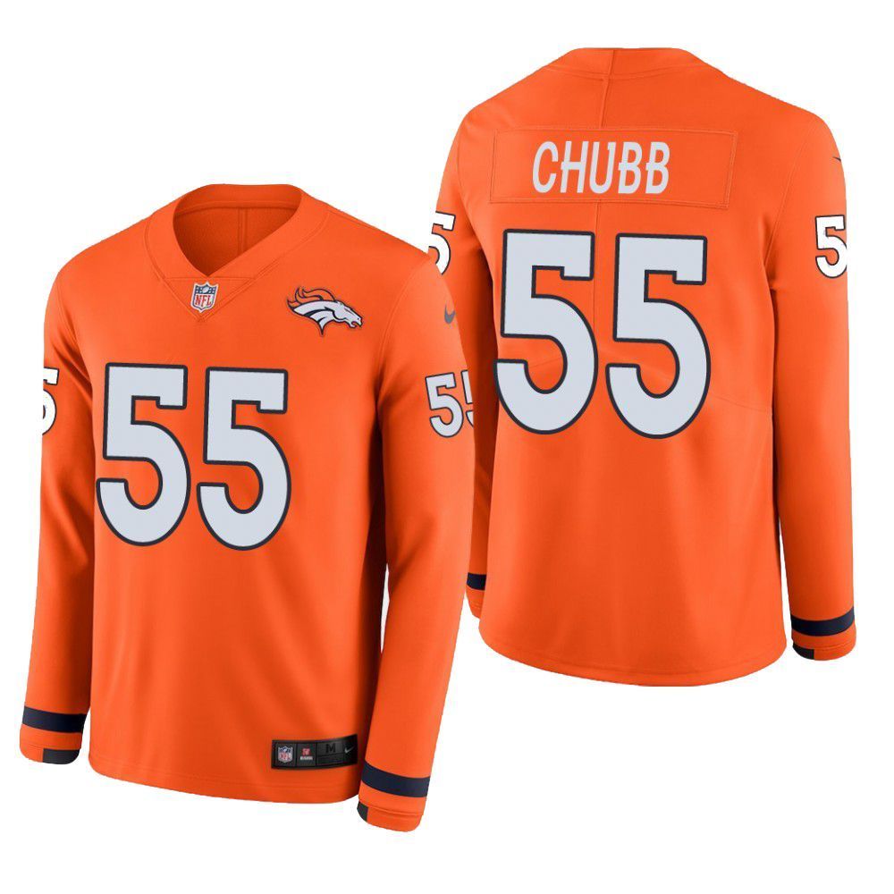 Denver Broncos Bradley Chubb Therma Long Sleeve Mens Jersey Orange