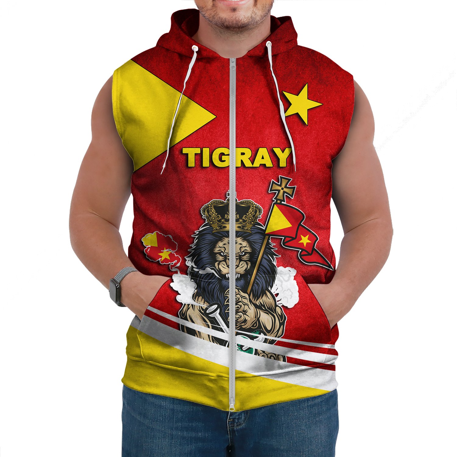 Tigray Lion Sleeveless Hoodie A31