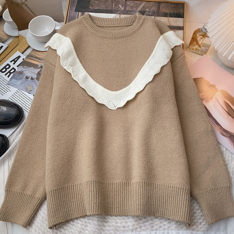 Yitimoky Splicing Sweater Women Oversized Jumper Pullover Long Sleeve Top Fall Winter 2022 Vintage Warm Knitted Korean Fashion alx