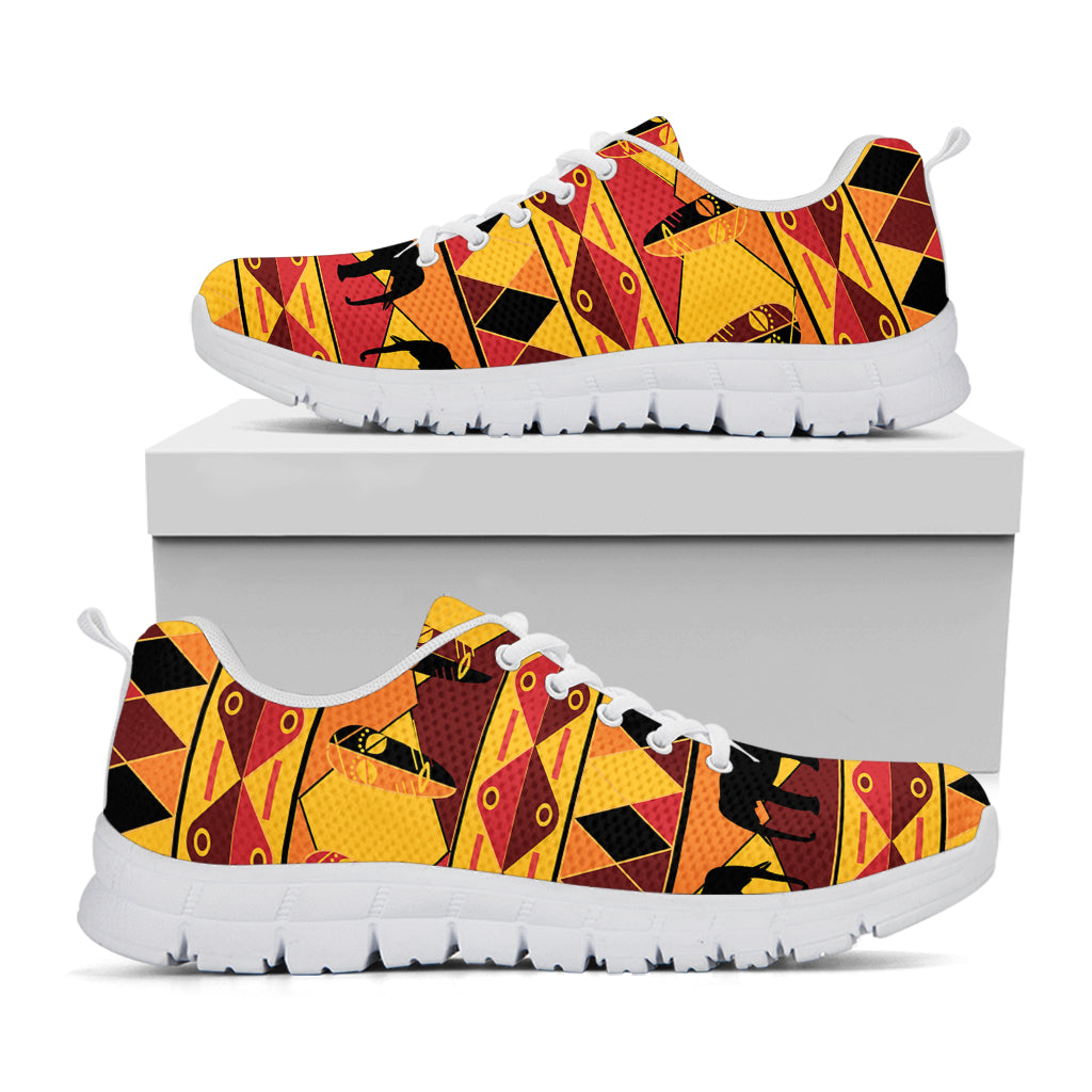 Sunset African Tribal Pattern Print White Sneakers