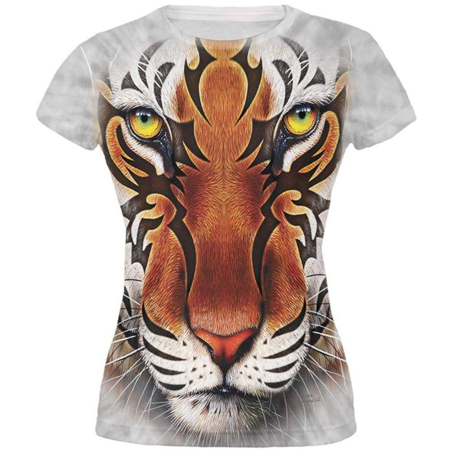 Tribal Tiger All Over Juniors T-Shirt