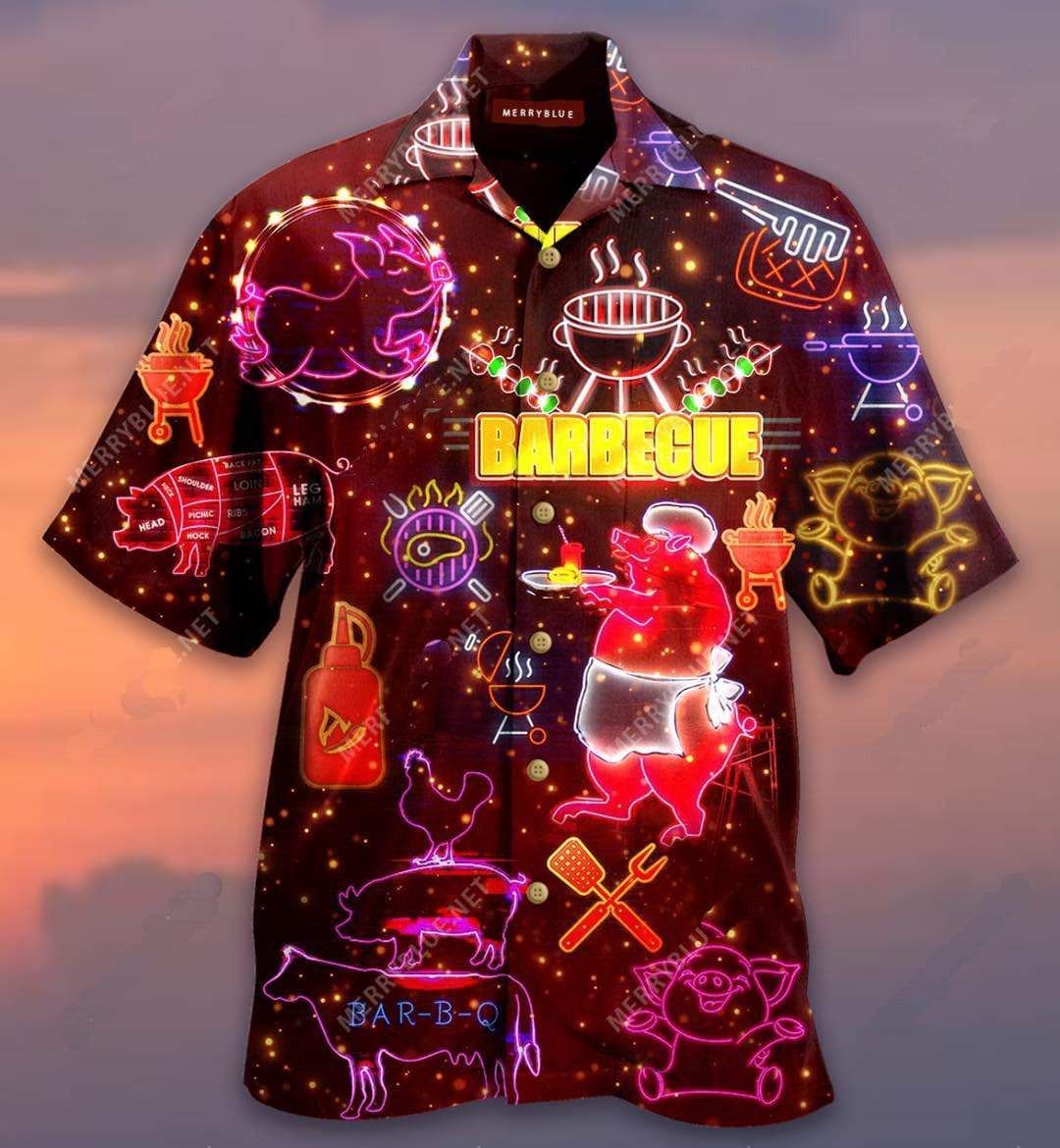 Barbecue Pig Lights Red Hawaii Aloha Shirts Ha110236