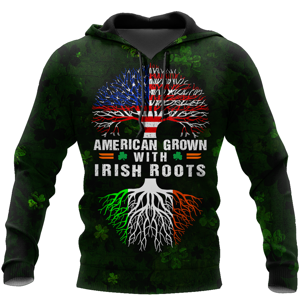 American Grown With Irish Roots Tree Of Life 3D Shirt, St Patrick’S Day Shirt, Shamrock Shirt, Lucky Shirt