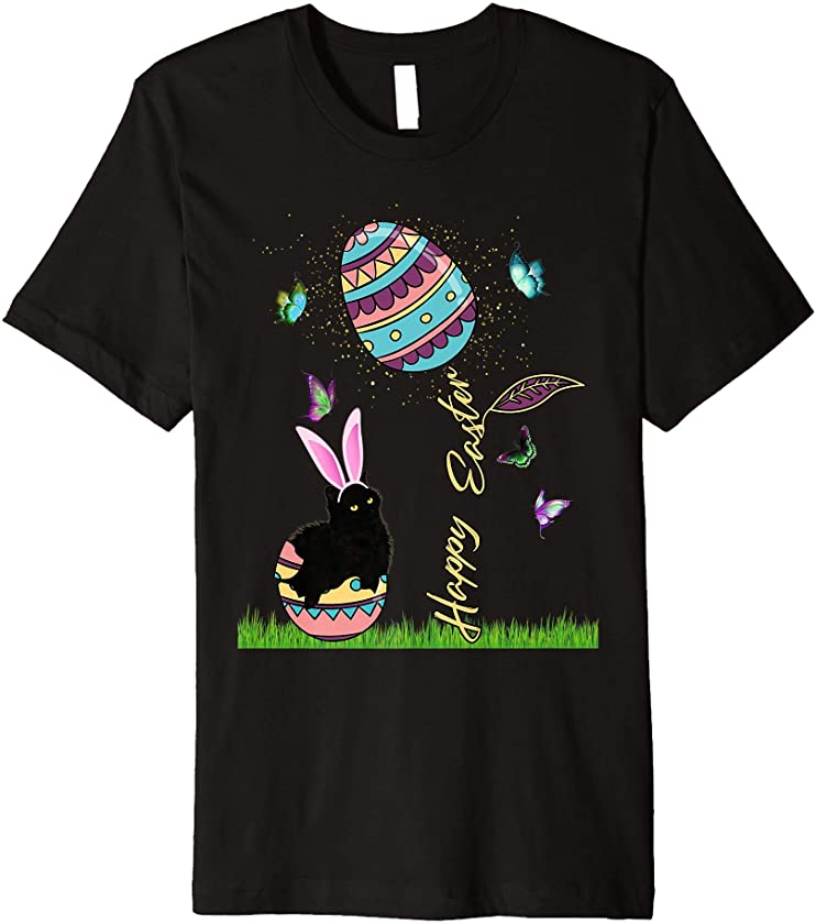 Easter Bunny Black Cat Lucky Charm Womens Easter Egg Girls Premium T-Shirt