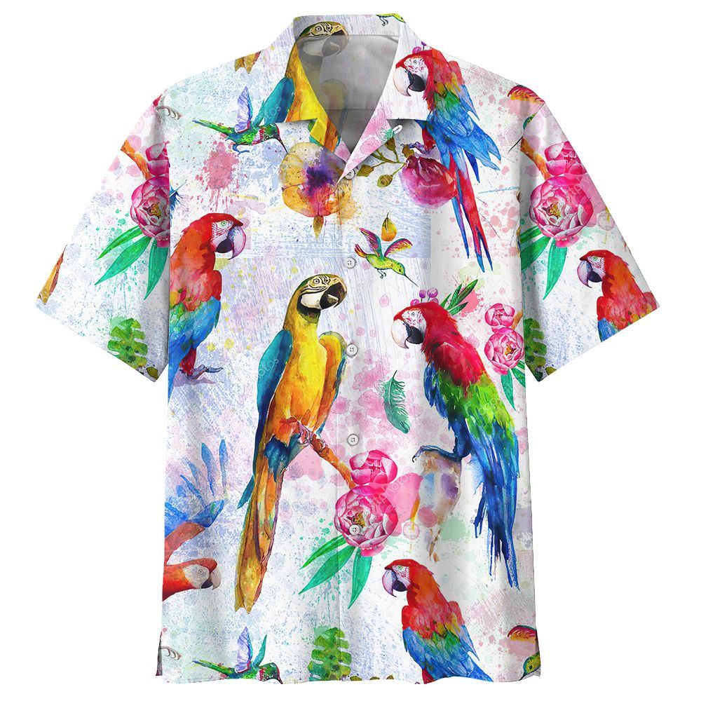 Parrot White High Quality Unisex Hawaii Shirt For Men And Women Ha12047