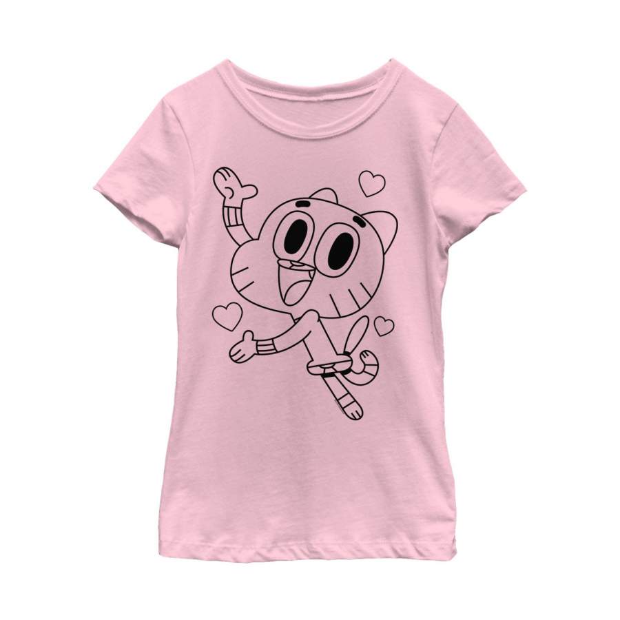 The Amazing World of Gumball Girl’s Love Gumball Hearts  T Shirt