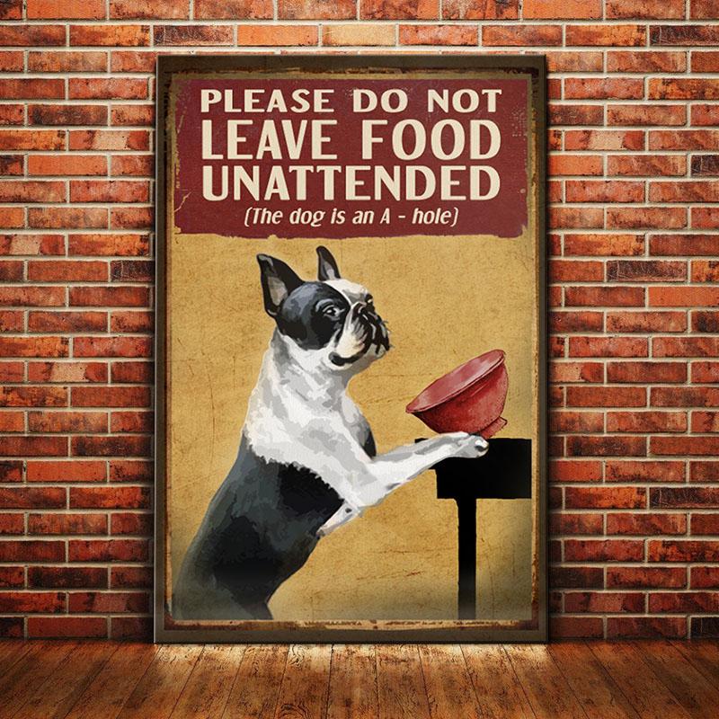 Boston Terrier Dog Funny Food Canvas And Poster | Art Print | Home Decor | Room Decor | Wall Art