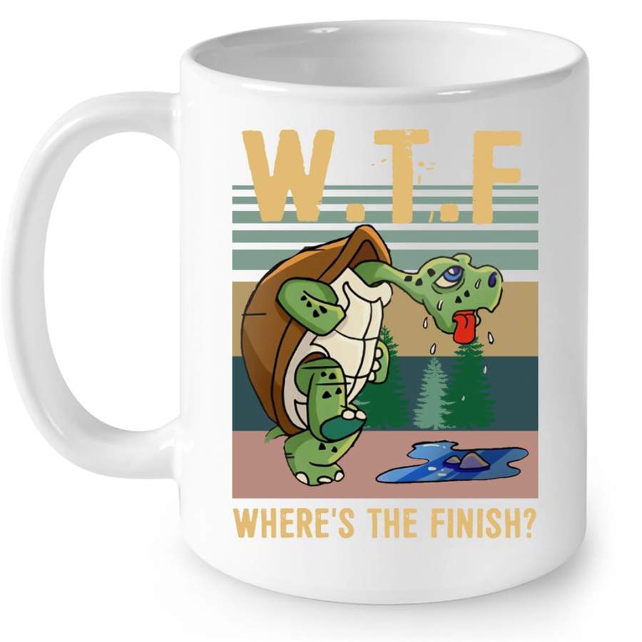 WTF Where Is The Finish Turtle Run Funny, Classic Vintage – Full-Wrap Coffee White Mug