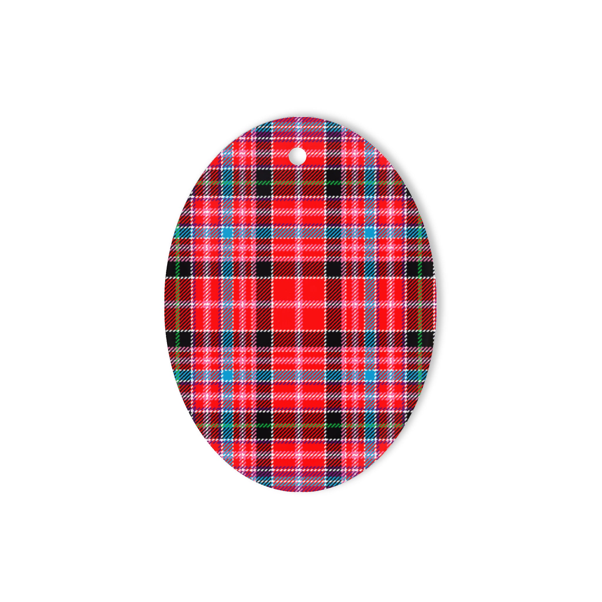 Straiton Tartan Oval Ornaments, Christmas Tree Ornament, Plaid Christmas Ornaments, Ceramic Oval Christmas Tree Decoration