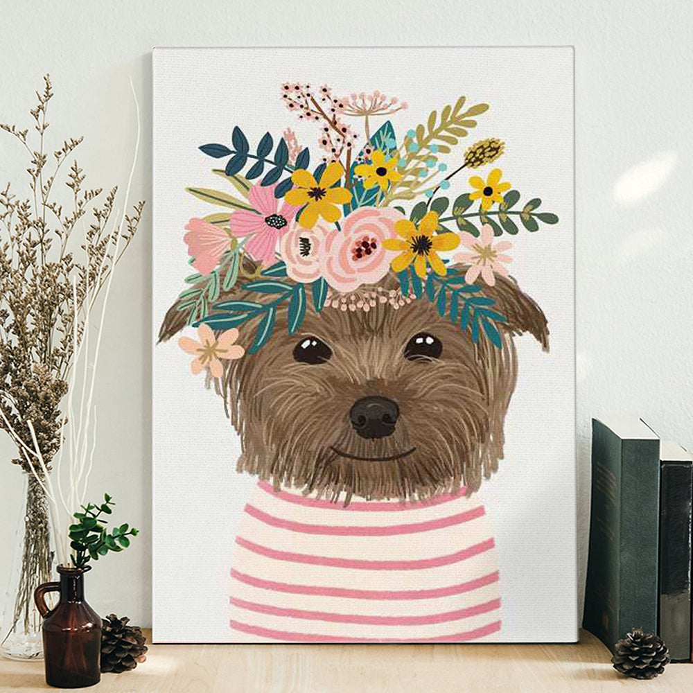 Portrait Canvas – Yorkshire Flowers – Canvas Print – Dog Poster Printing – Dog Wall Art Canvas – Furlidays