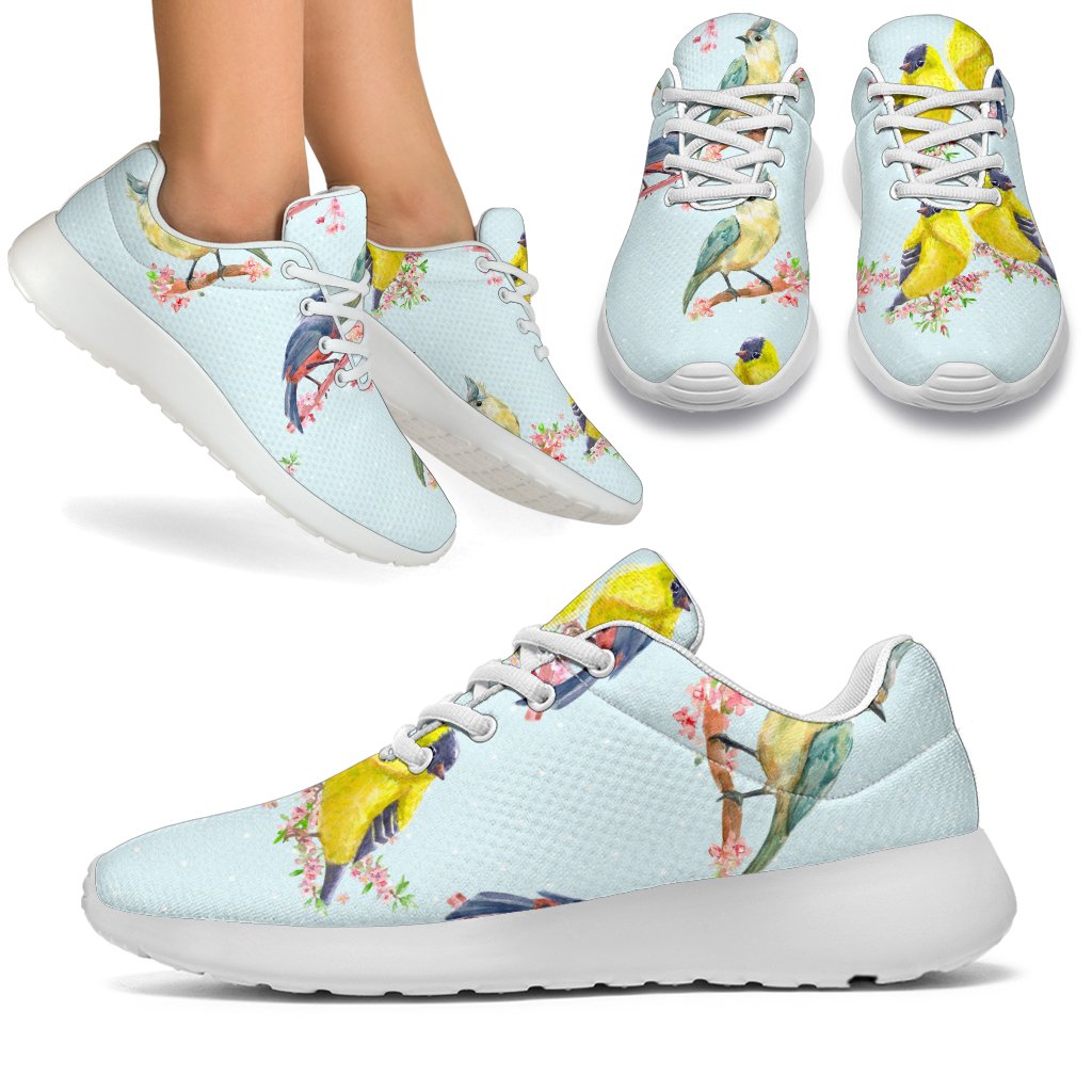 Bird Sweet Themed Print Pattern Sport Sneakers White