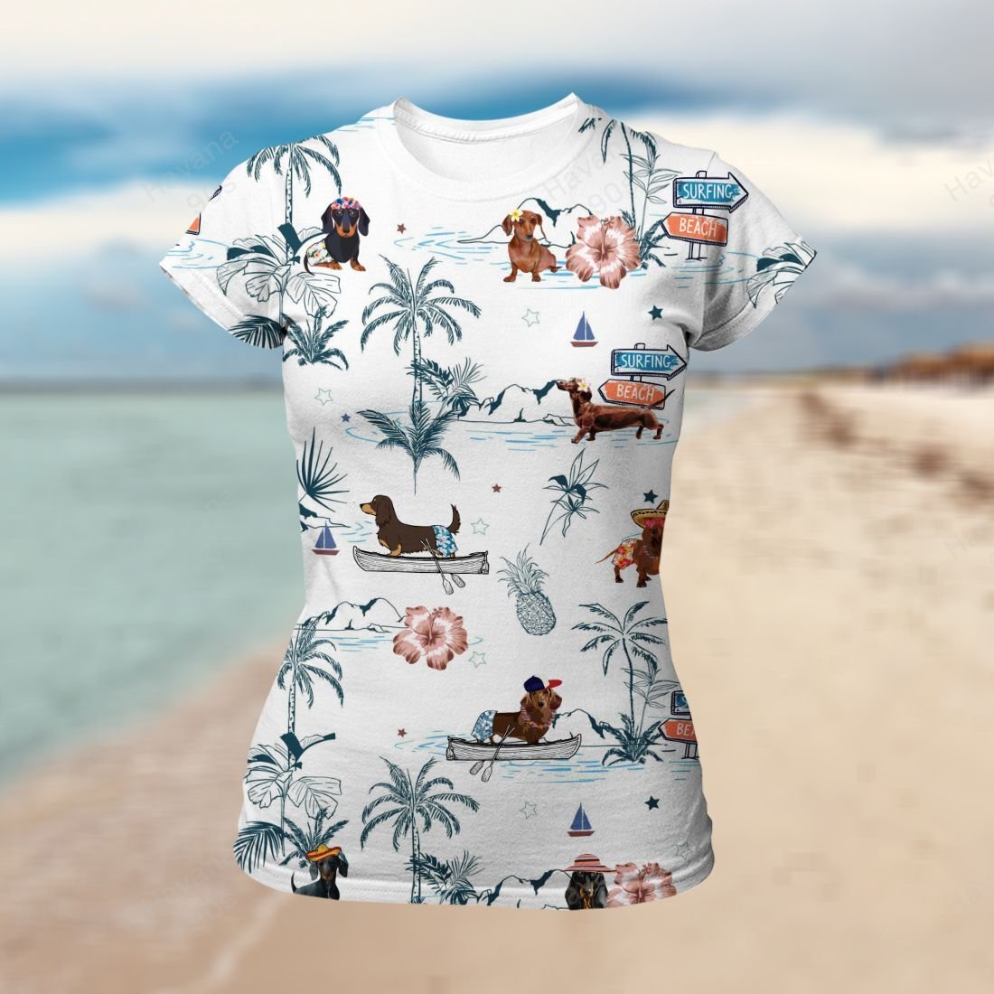 Dachshund Hawaiian Pineapple And Beach Ha104447