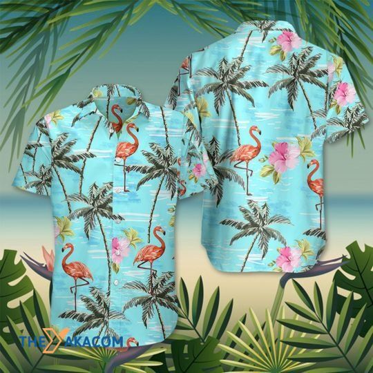 Cool Summer Flamingo Tropical Palm Leaves The Best Gift For Animal Lovers Hawaiian Shirt Ha23627