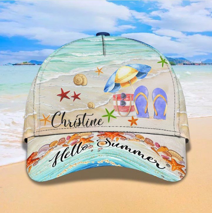 Customized Hello Summer Love Beach 3D Baseball Cap For Girlfriend, Beach Hat For Her