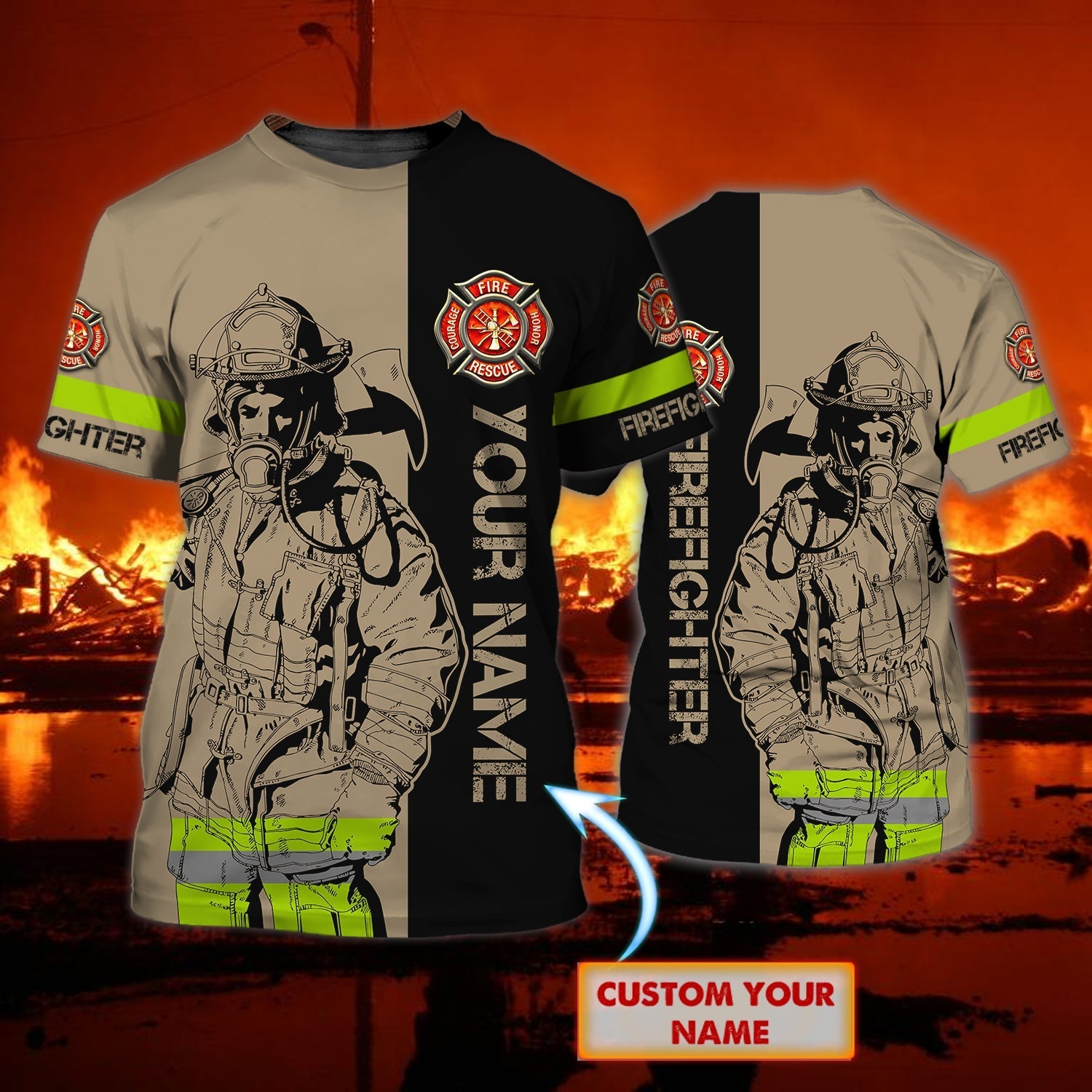 Custom Name Firefighter 3D Shirt, Father Day Gift For Fire Man, American Proud Firefighter Gifts