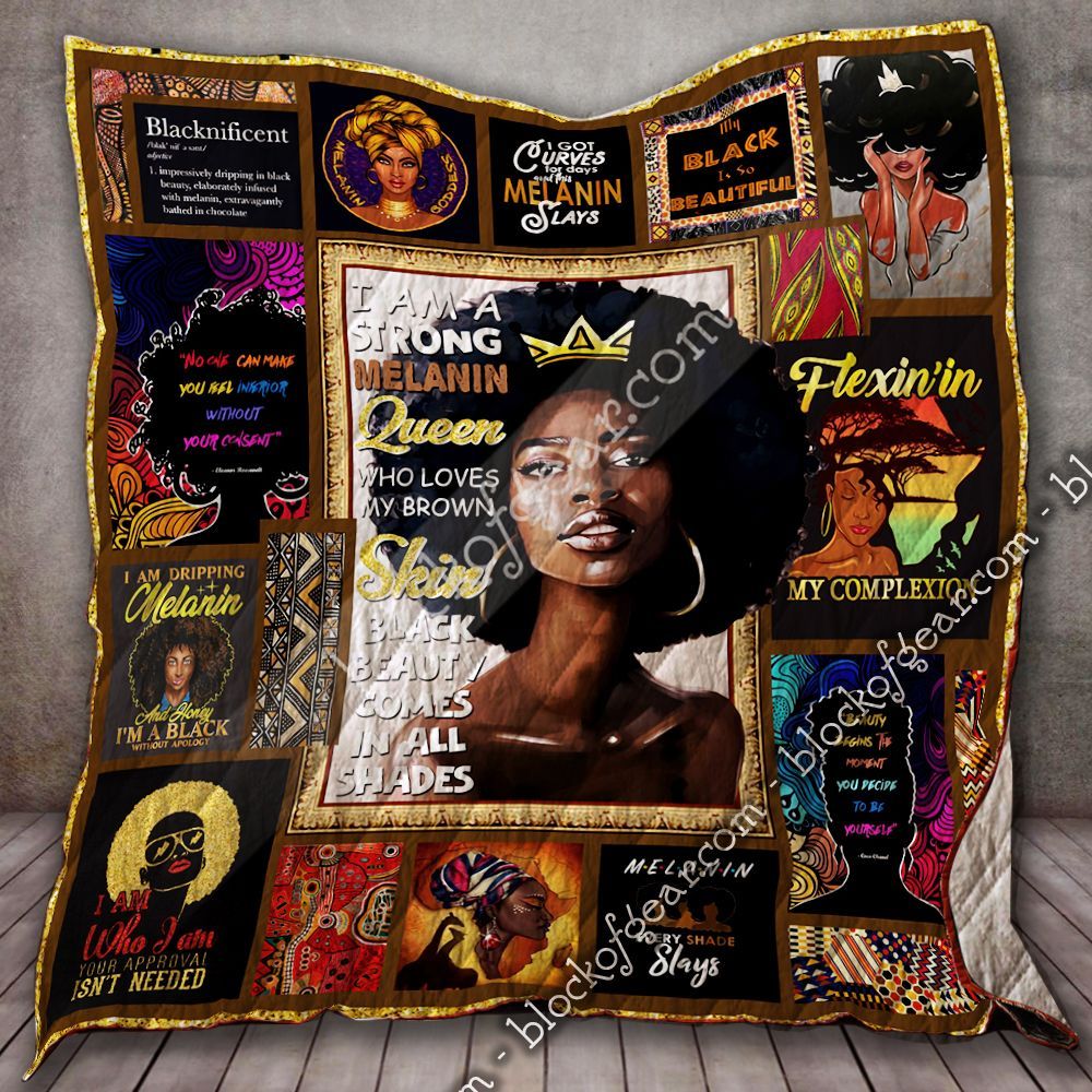 Strong Melanin Queen Black Woman Queen GS-CL-LD3012 Quilt Blanket