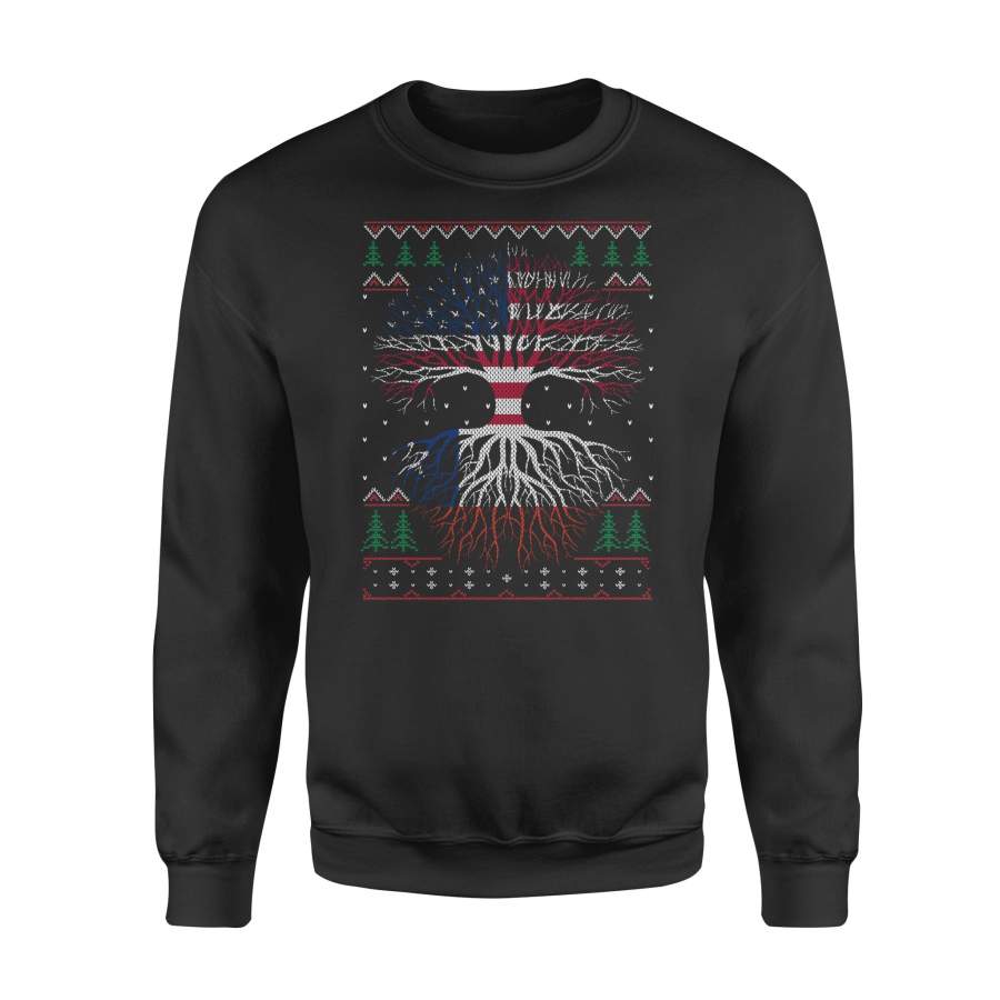 YOLOstuff Chilean Roots American US Grown Flag Ugly Christmas – Standard Fleece Sweatshirt