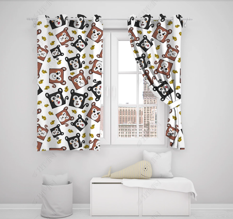 3D Hand Drawn Animal Monkey Curtains And Drapes Lqh 267