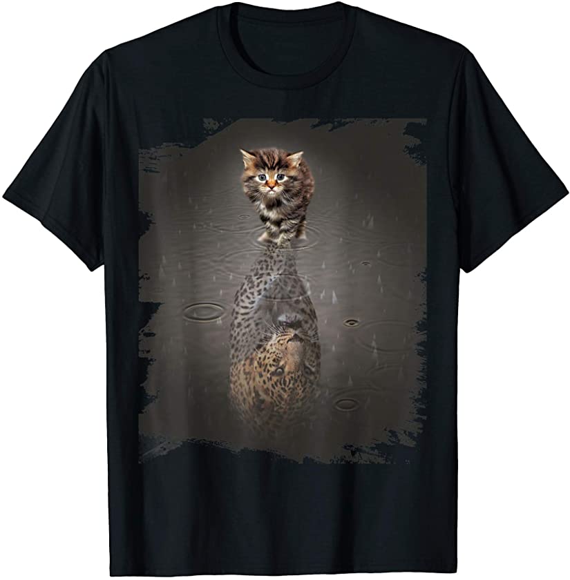 Cheetah Tiger Mirror Reflection Of Kitten Cat T-Shirt