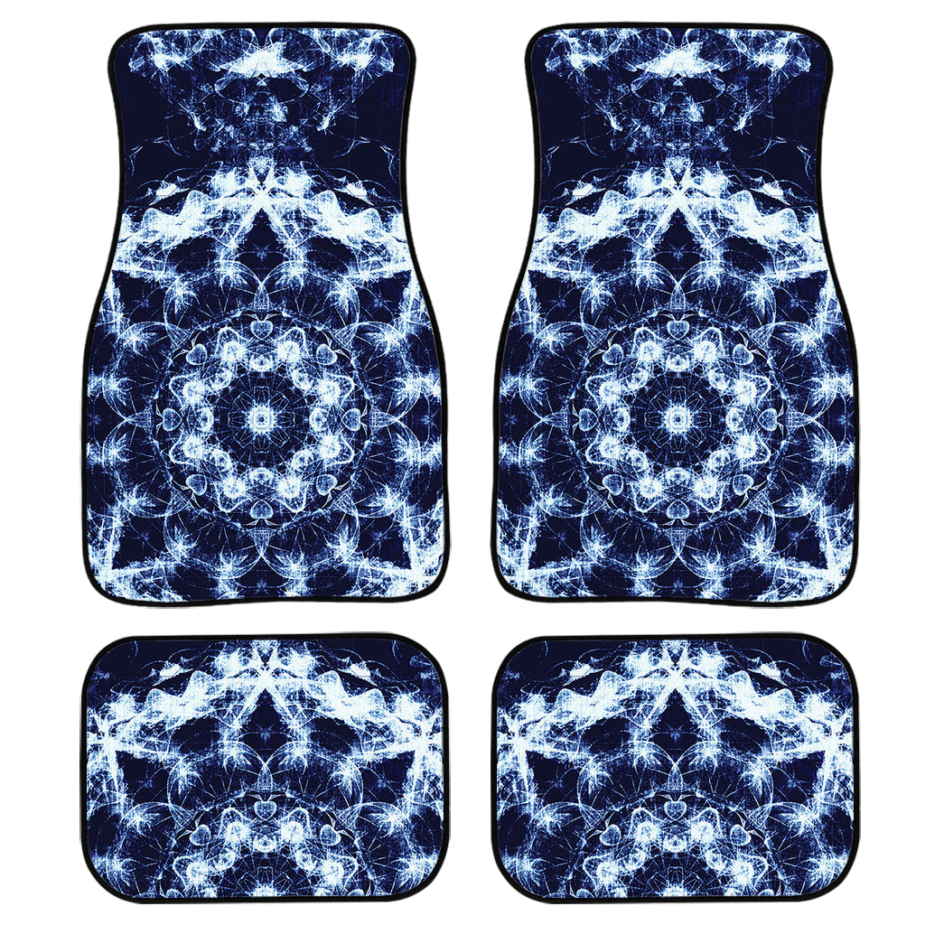 Blue Winter Mandala Print Front And Back Car Floor Mats, Front Car Mat