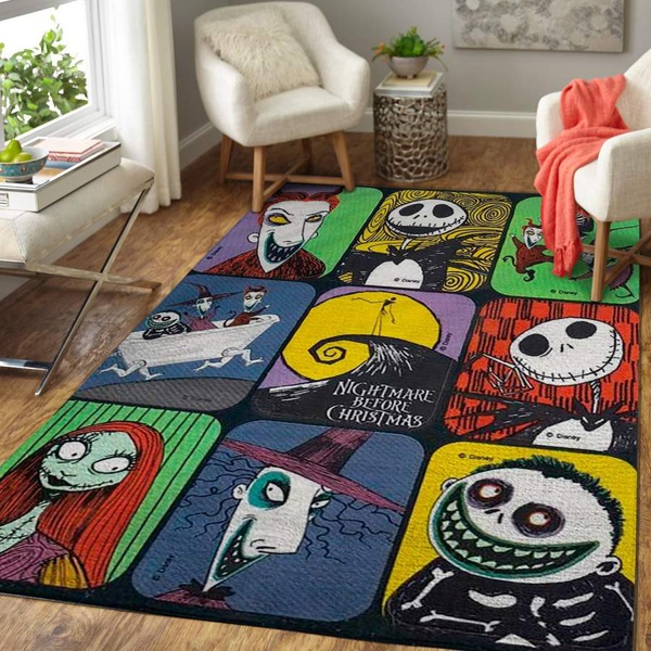 The Nightmare Before Christmas Movie Characters Area Rug Floor Decor -Halloween Special