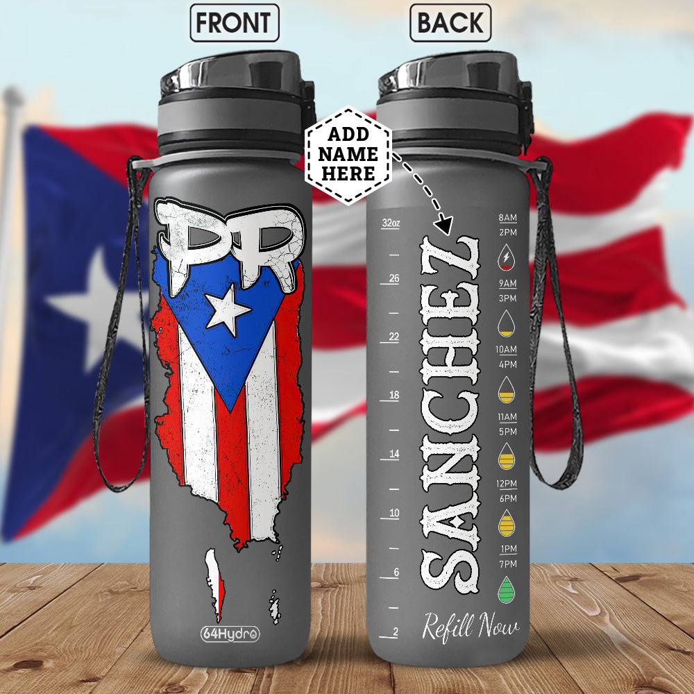 Personalized Puerto Rico Pur Bgyz0609004Z Black Water Tracker Bottle