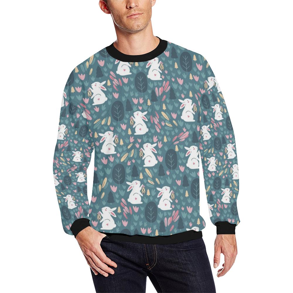 Rabbit Pattern Print Design Rb013 Men Long Sleeve Sweatshirt