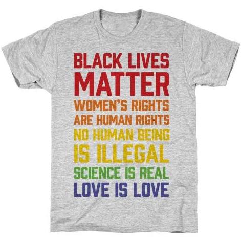 Lookhuman Black Lives Matter List Gray Mens/Unisex Cotton T-Shirt