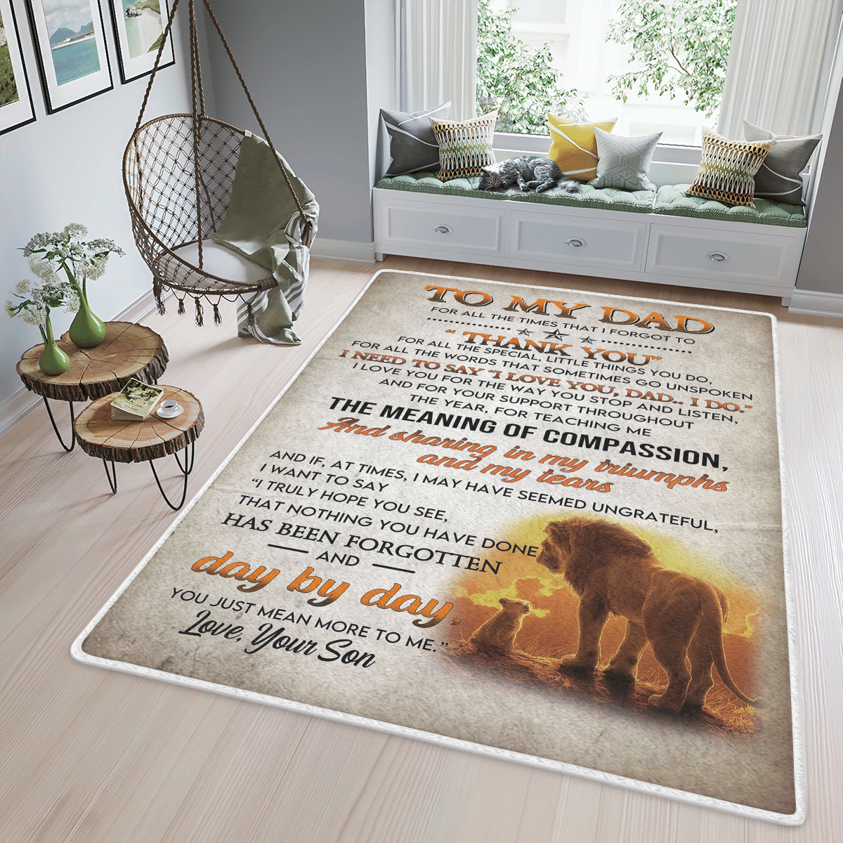 Wooni Lion To My Dad For All The Times That I Forgot To Thank You Love, Your Son Area Rug, Rectangle Rug Wn15032213