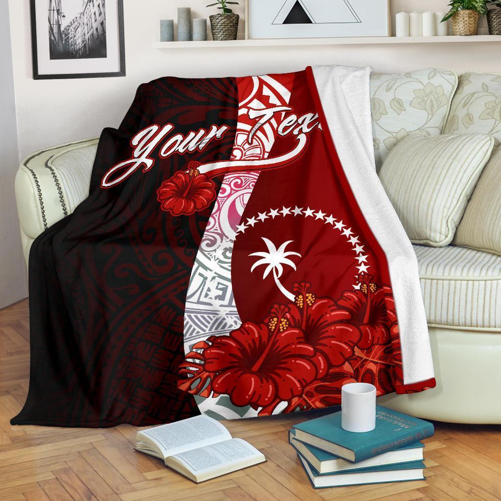 Chuuk Micronesia Custom Personalised Premium Blanket – Coat Of Arm With Hibiscus – BN12