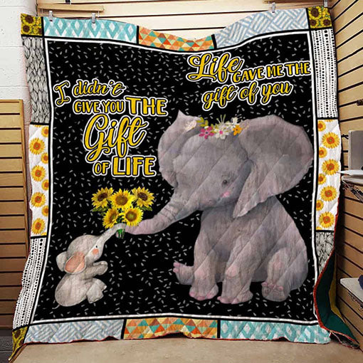 Sunflower Elephant Life Gave Me The Gift Of You Quilt Blanket Great Customized Gifts For Birthday Christmas Thanksgiving Perfect Gifts