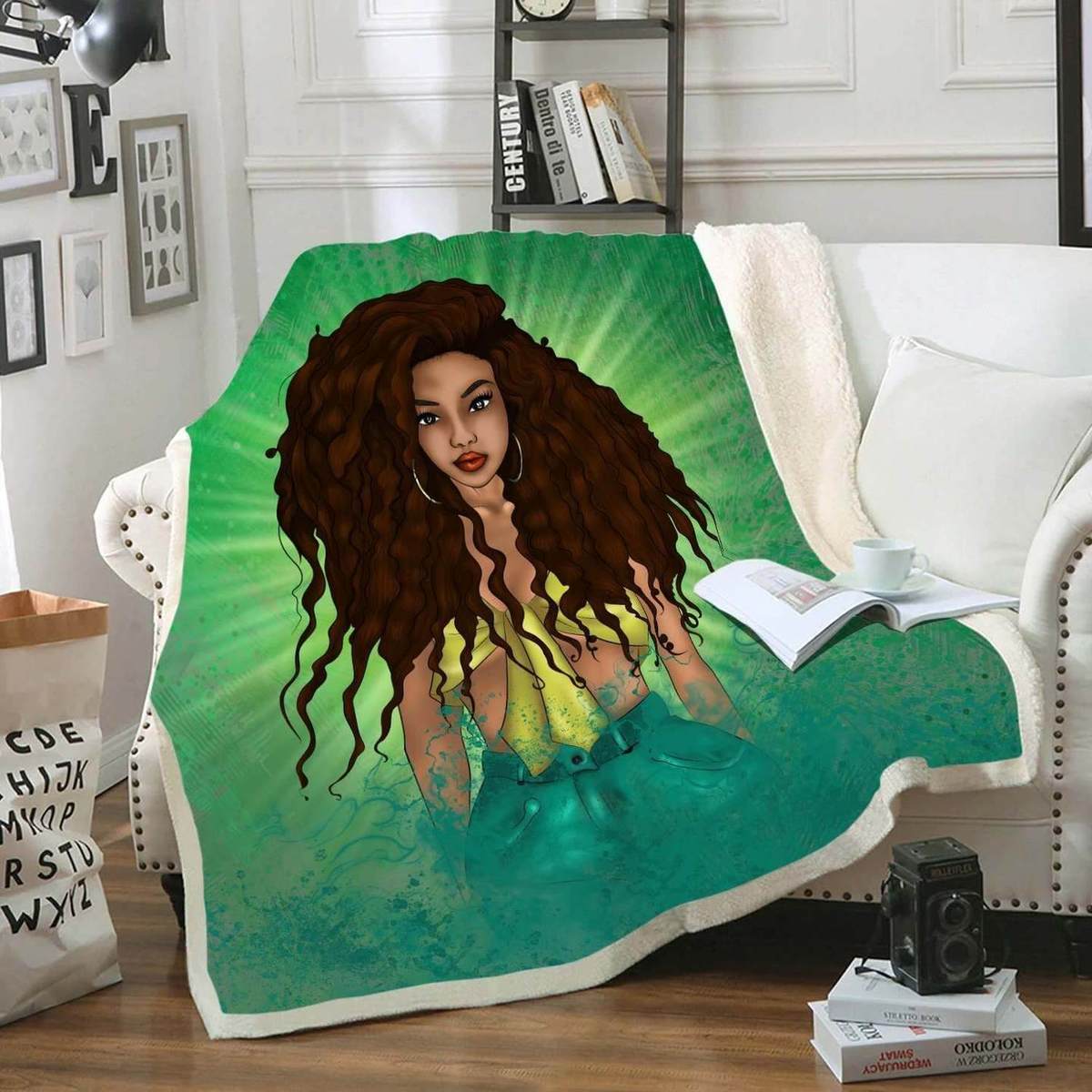 Melanin Afro Black Princess Beauty Princess Forest Style Fleece Blanket – Blanket, Fleece Child, Blanket Sofa Bed