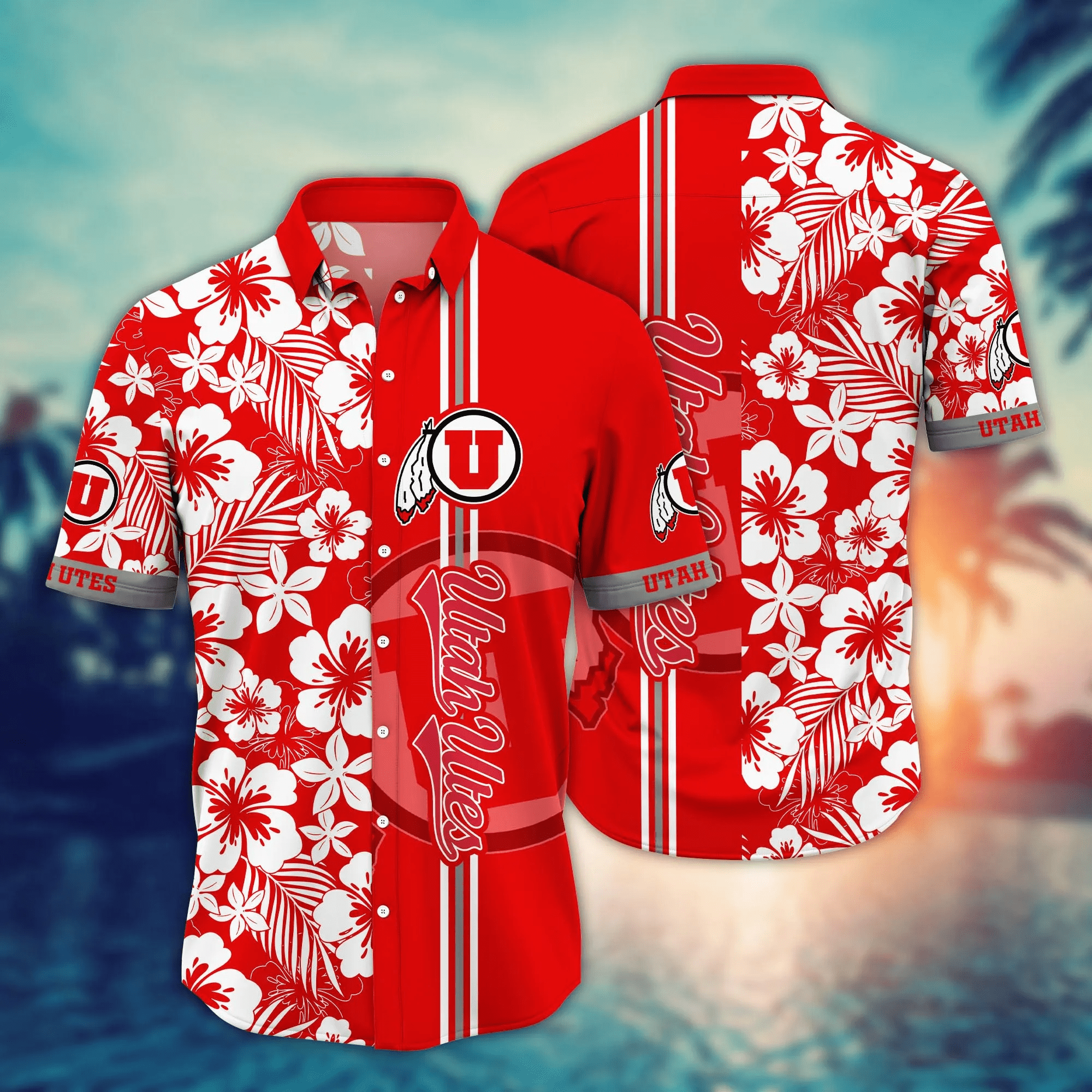 Utah Utes NCCA Hawaiian Shirt Sun-Uptime Aloha Shirt