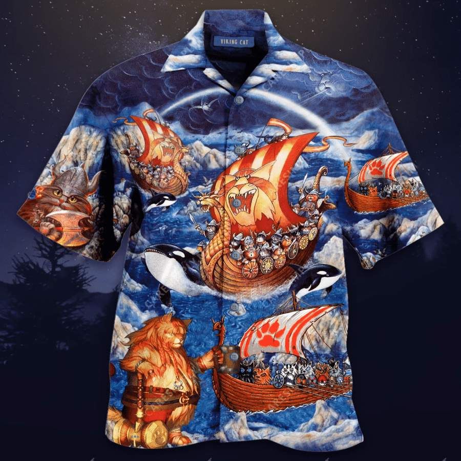 Hawaii Aloha Shirts Viking Cats Ha73518