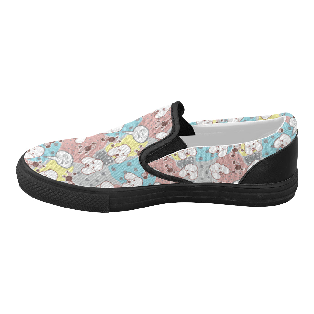 Poodle Pattern Black Women’s Slip-on Canvas Shoes