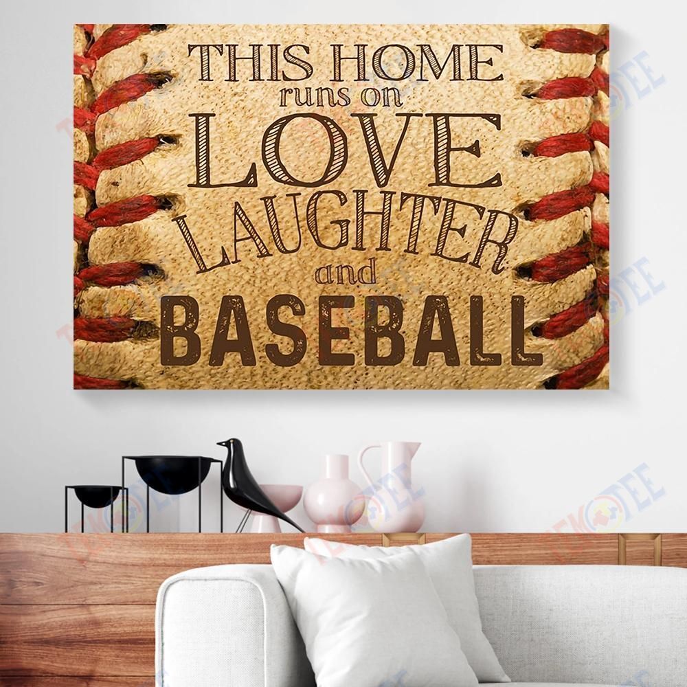 Canvas Art Prints This Home Runs On Love Laughter And Baseball Horizontal Canvas Wall Art Attractive Canvas Home Decoration