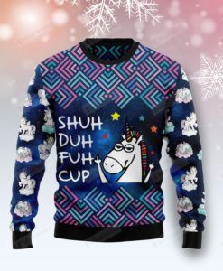 Unicorn Galaxy Shuh Duh Fuh Cup Ugly Christmas Sweater, All Over Print Sweatshirt