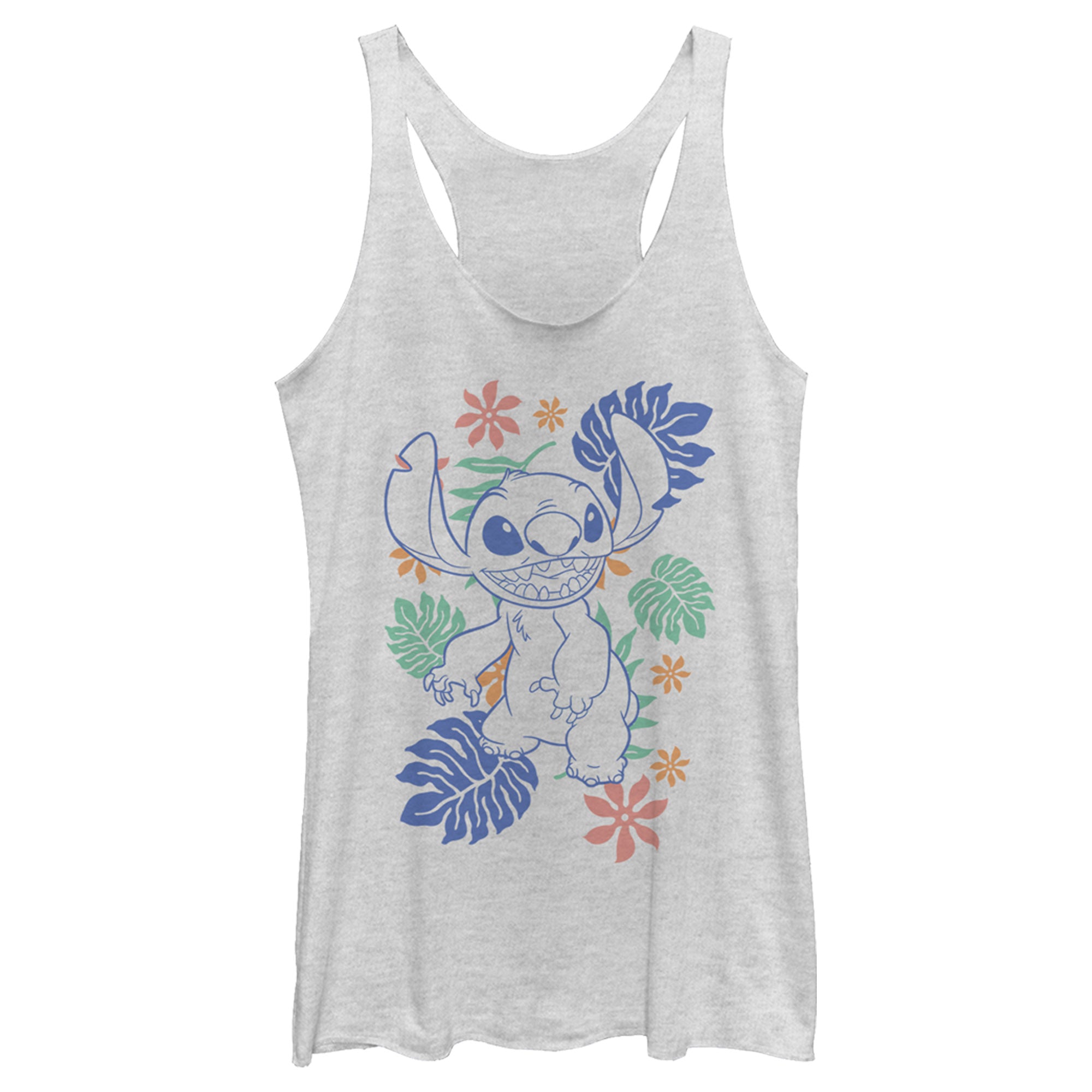 Women’S Lilo & Stitch Colorful Tropical Flowers Racerback Tank Top