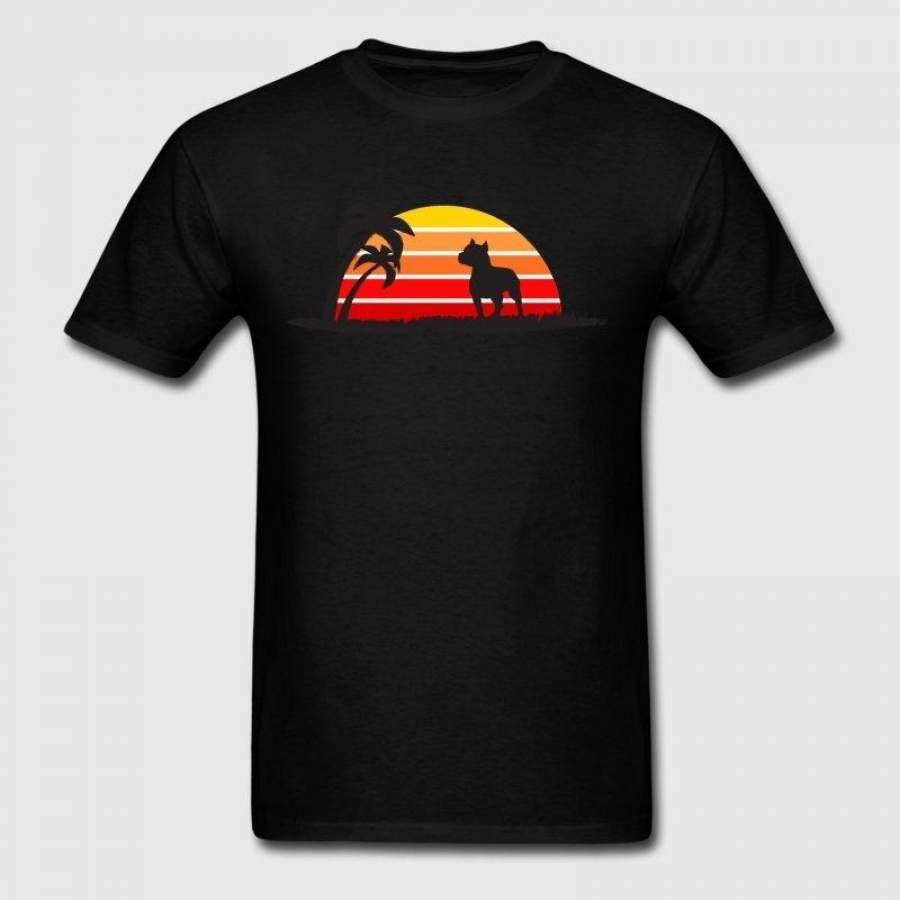 Pitbull On Sunset Beach Fashion T-Shirt For Men