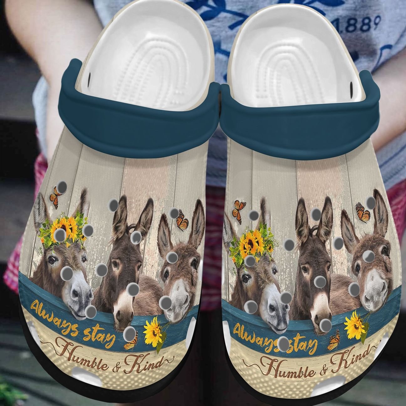 Donkey Personalized Clog, Custom Name, Text, Color, Number Fashion Style For Women, Men, Kid, Print 3D Stay Humble And Kind