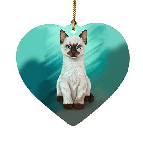 Siamese Kitten Cat Heart Christmas Ornament