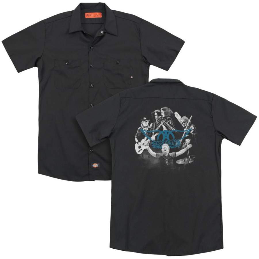 Aerosmith – Rock N Round(Back Print) Adult Work Shirt