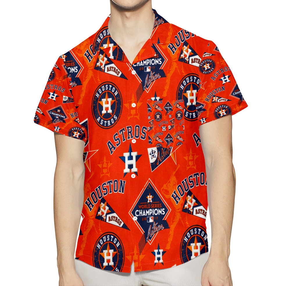 Houston Astros Emblem V9 3D All Over Print Summer Beach Hawaiian Shirt With Pocket