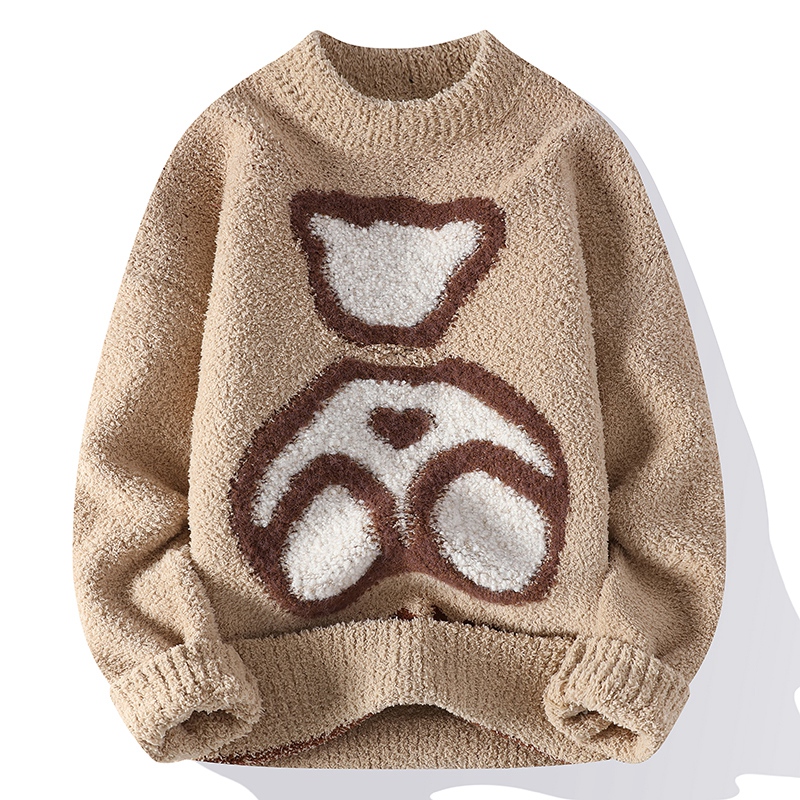 2022 New Cute Bear Y2k Harajuku Kawaii Retro Cute O- Neck Pullover Warm Loose Sweatshirt Women Men Fall Knitted Couple Sweaters alx