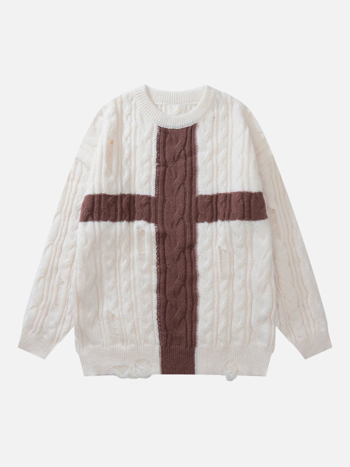 Talishko™ – Vintage Raw Edge Cross Sweater