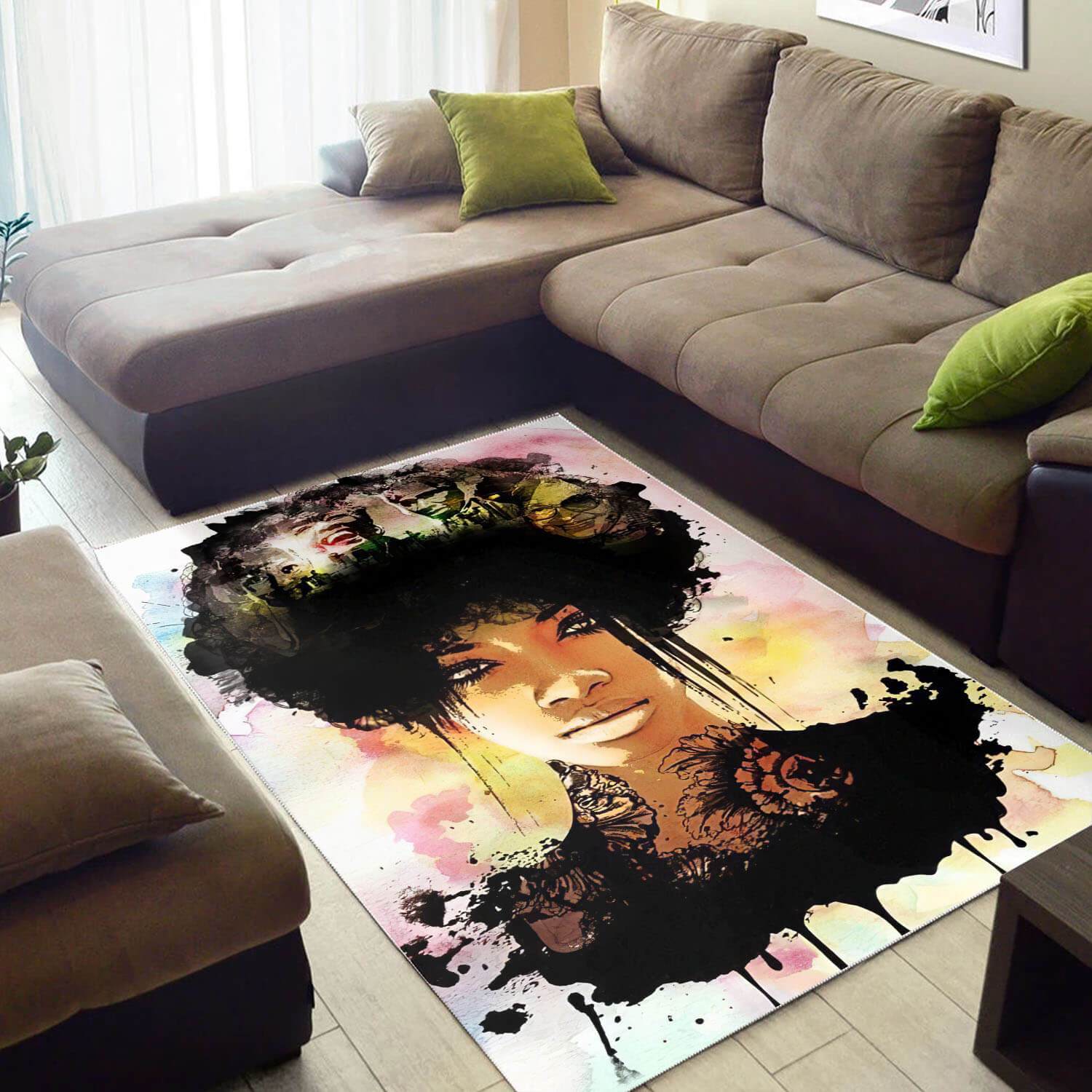 African Area Rug Pretty Black Afro Girl African American Carpet Afrocentric Home Decor Ideas WBG20812