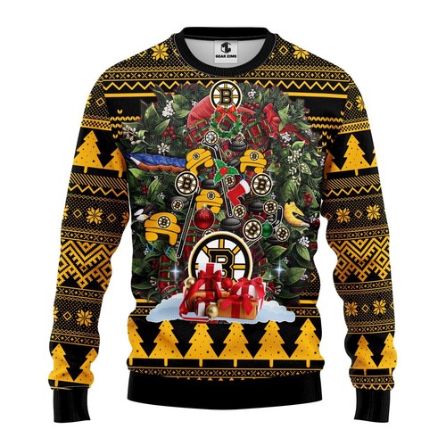 Boston Bruins Tree Christmas Gift For Fan Ugly Wool Sweater Christmas