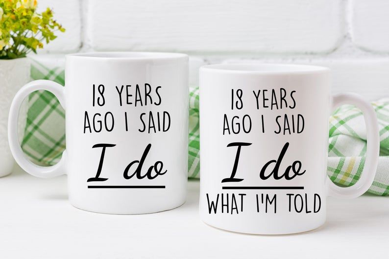 18Th Anniversary Mug, Gift For Husband & Wife, Her Or Him, Couple, Gift For 18 Year Anniversary, 18Th Year Marriage