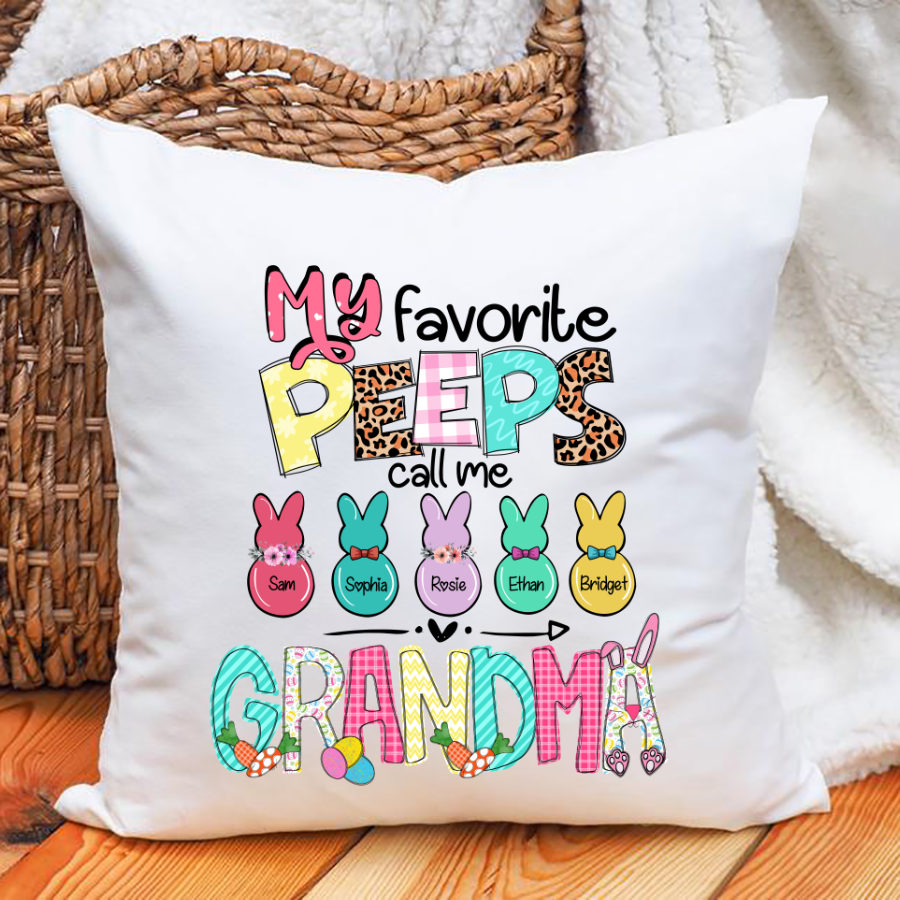 My Favorite Peeps Call Me Grandma Easter Art Indoor Pillow